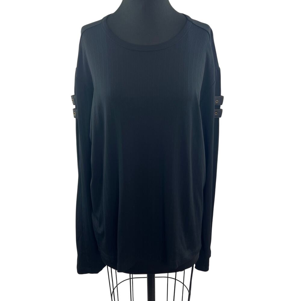 Nani Bon Black Top Stretch Crew Neck Drop Shoulder Classic Pullover Tee Size XXL
